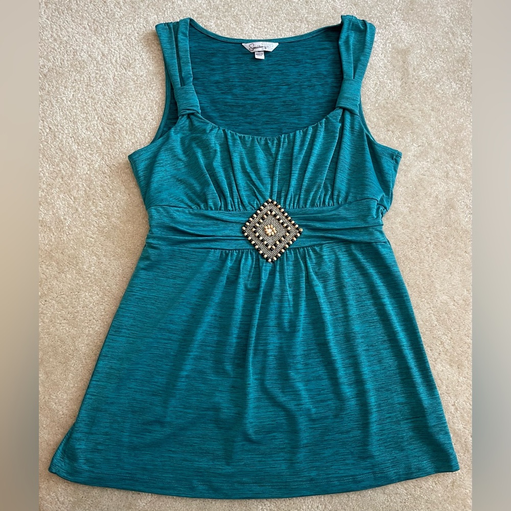 Speechless Top - Beautiful Bead Work Detail - Size Large - Sleeveless